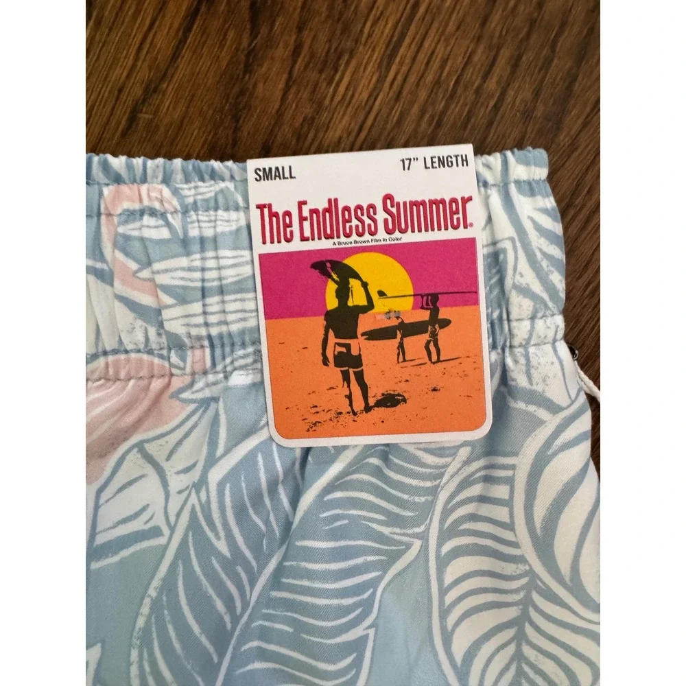 NWT The Endless Summer Mens Flamingo Tropical Swim Trunks Blue Small - Picture 3 of 9